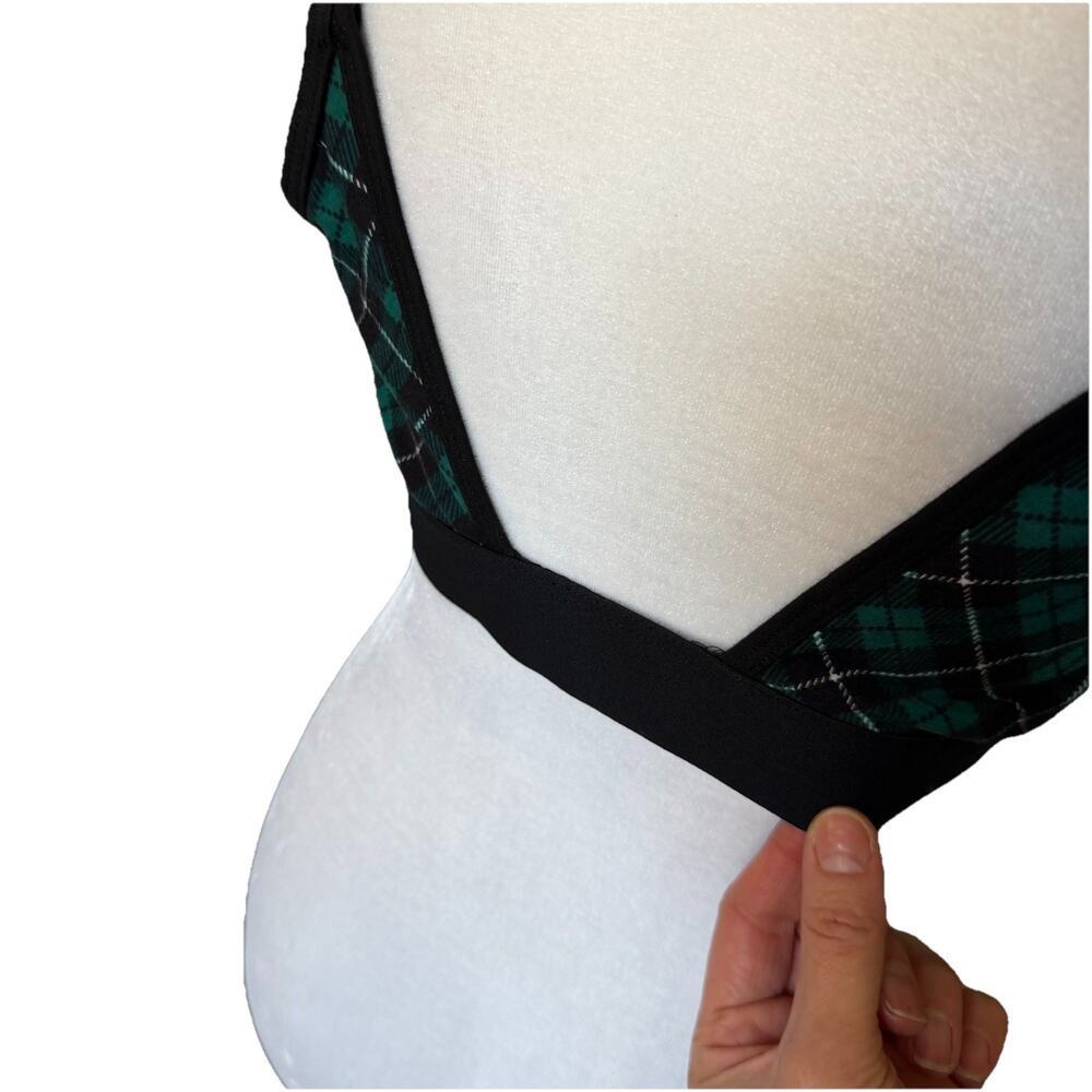 NWT Victoria's Secret Womens Large Unlined Bralette Open Back Green Black Plaid - Picture 8 of 8